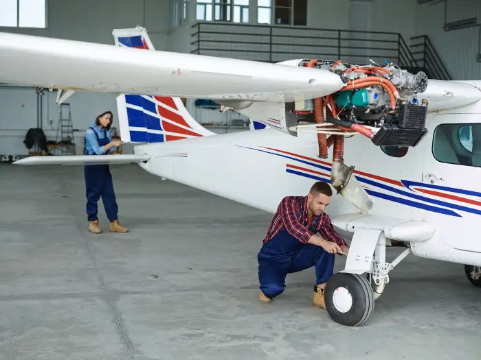ATH aviation students during hands-on hangar training at the Islamabad campus