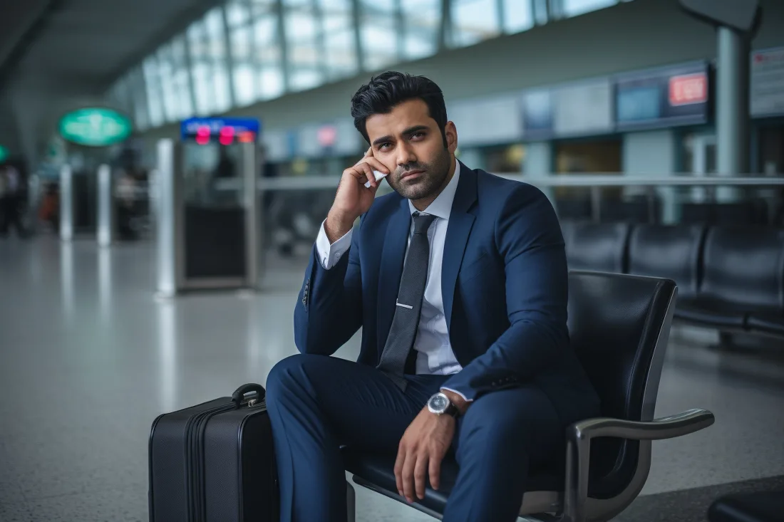 Pakistani aviation student weighing AME, cabin crew, and airport management career paths on an airport tarmac