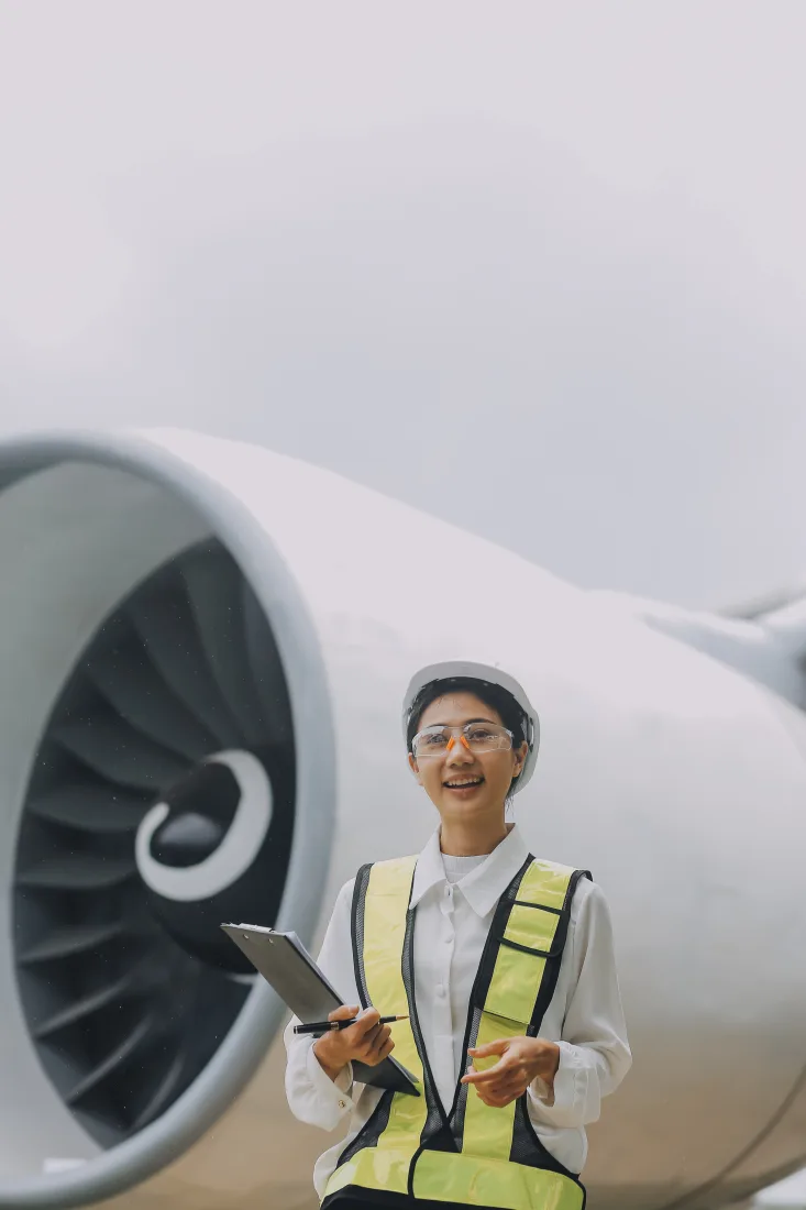 Pakistani aircraft maintenance engineering student doing hands-on engine workshop training