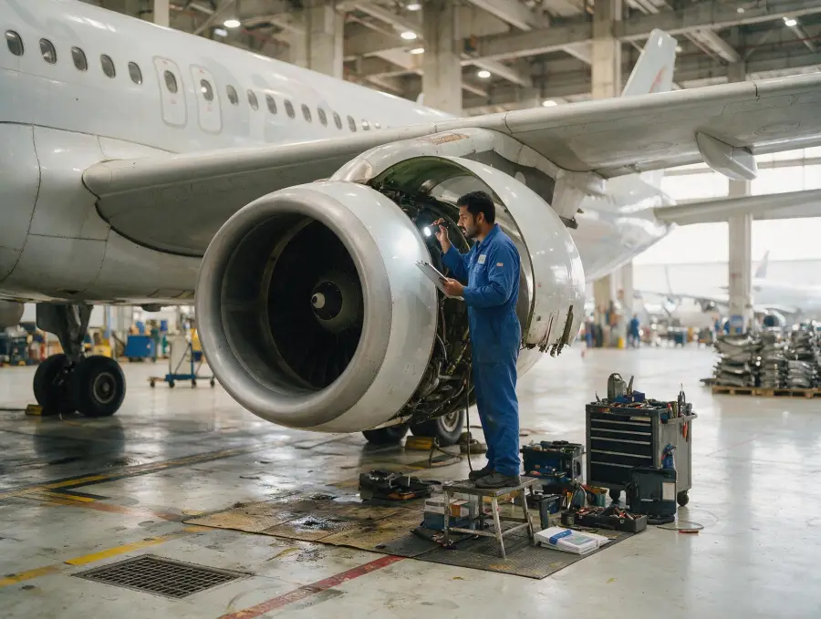 South Asian commercial pilot conducting a preflight cockpit check