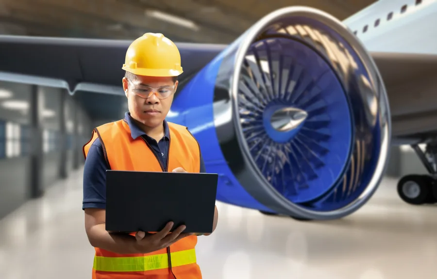 South Asian aircraft maintenance engineering students during hangar practical training