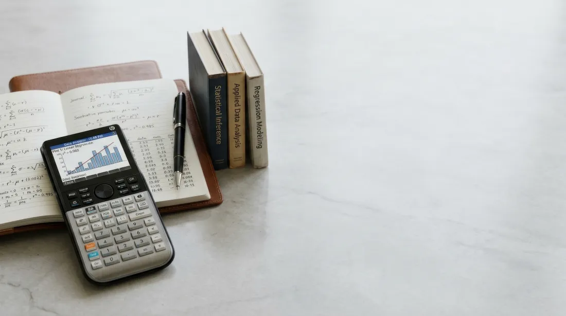 Books, notebooks and a scientific calculator on a study desk